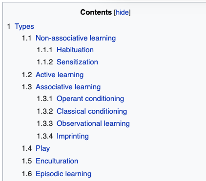 screenshot displaying table of contents for a wikipedia article